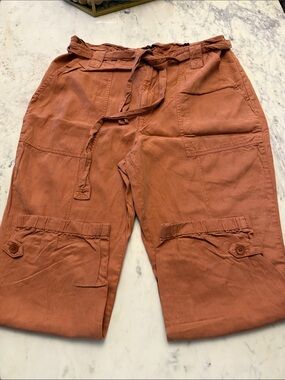 NWOT Banana Republic Rust Orange Cargo Tie-Waist Capris